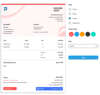 mauju invoice web theme